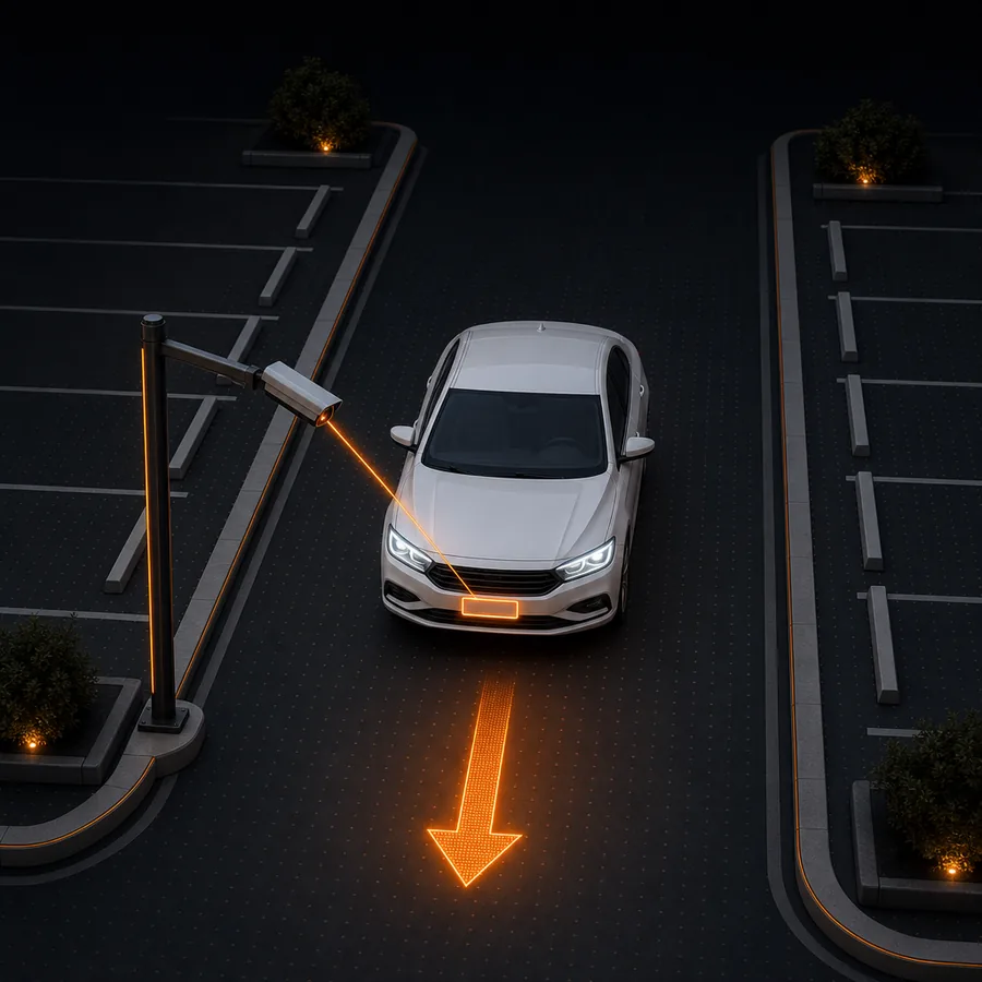 Parkraumüberwachung: ANPR-Kamera erfasst beim Fahrzeugeingang automatisch das Kennzeichen